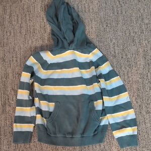 Hanna Andersson Teal and Yellow Striped Hoodie